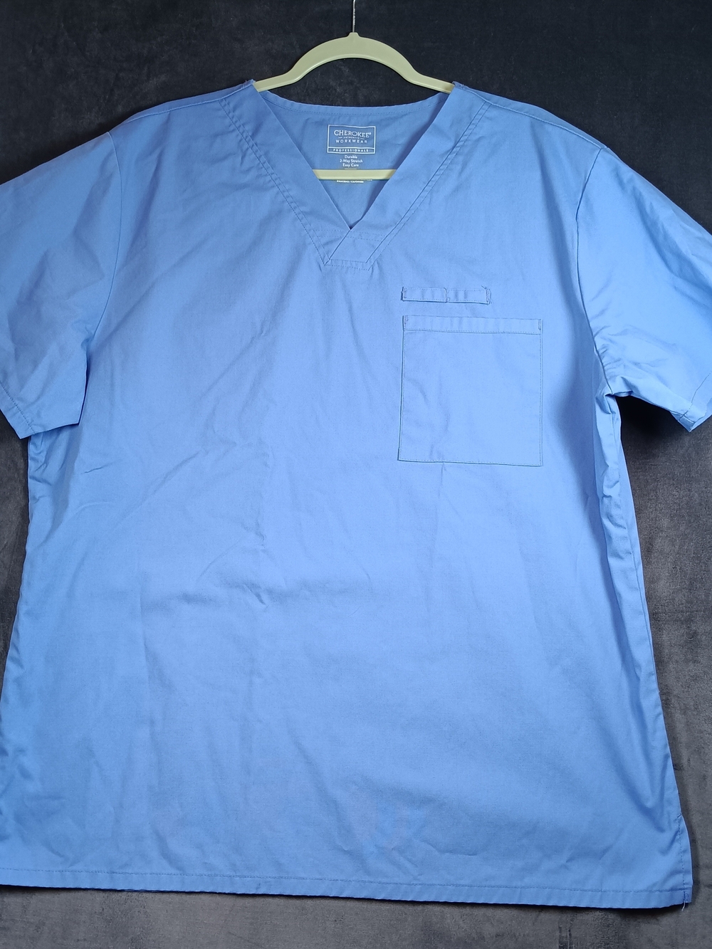 Cherokee Light Blue V-Neck Short Sleeve Medical Scrub Top